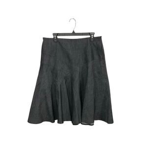 VTG Sandro Dark Gray Denim Midi Flare Skirt Size 12 Large Skater Style